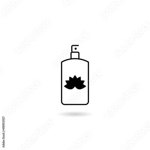 Perfume with lotus flower icon with shadow