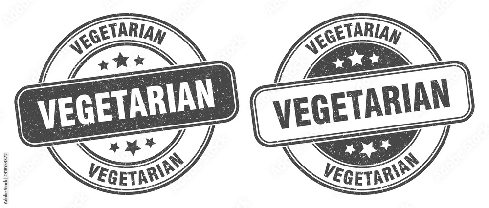 Fototapeta premium vegetarian stamp. vegetarian label. round grunge sign