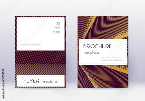 Stylish cover design template set. Gold abstract l
