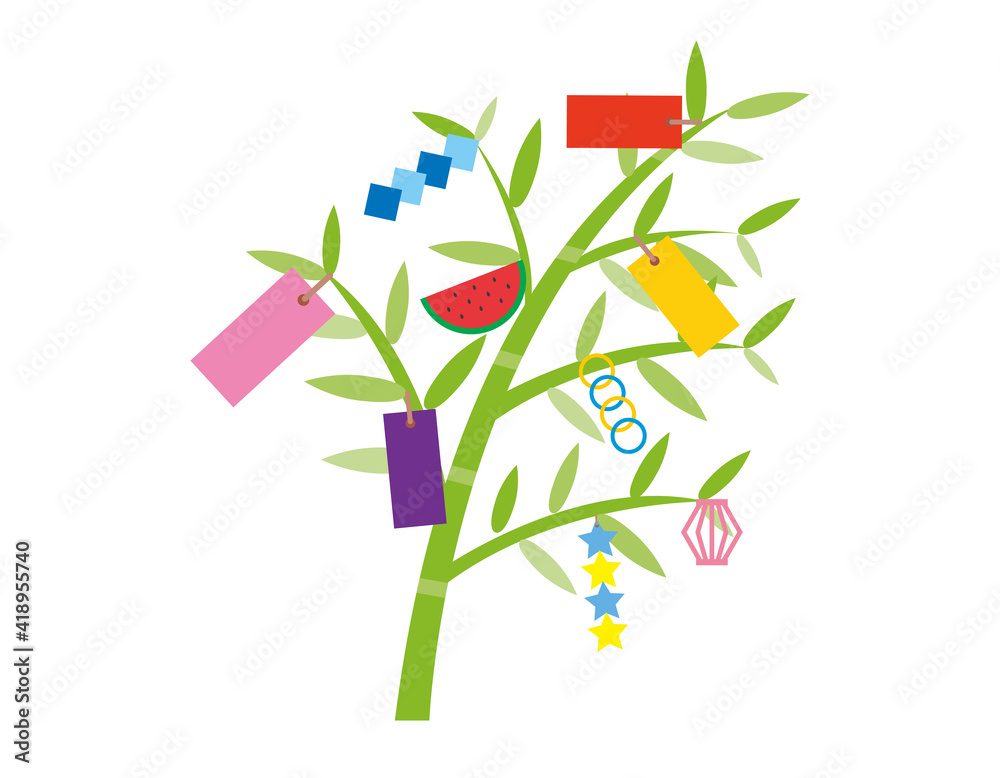 七夕飾りのベクターイラスト 笹の葉 Stock Vektorgrafik Adobe Stock