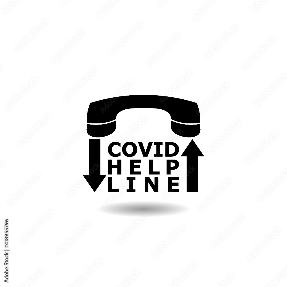 Covid 19 helpline icon with shadow Covid 19 helpline icon with shadow