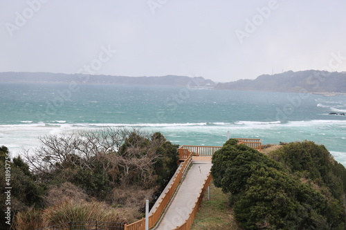 Road to Tsunoshima, Shimane Prefecture in winter photo