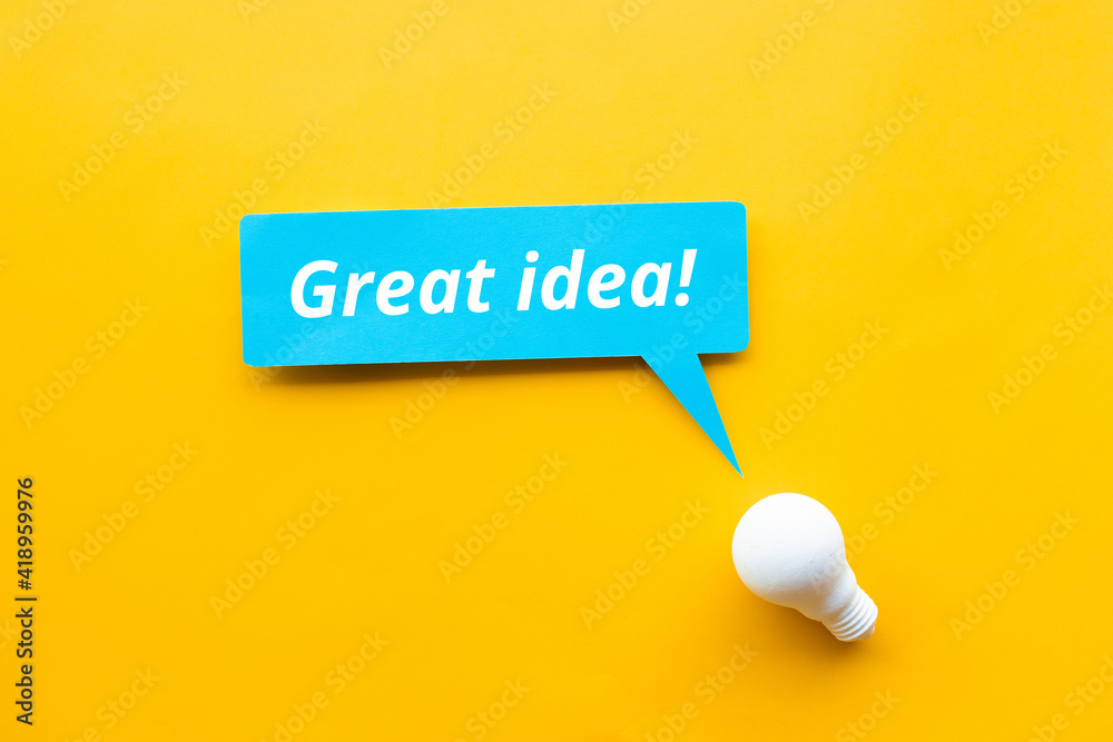 Great idea! / Business creativity concepts with lightbulb on yellow background. Great idea! / Business creativity concepts with lightbulb on yellow background.
