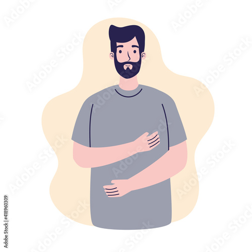 young man with beard character