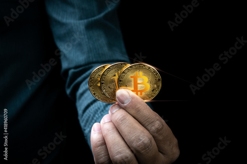 Digital currency bitcoin photo concept