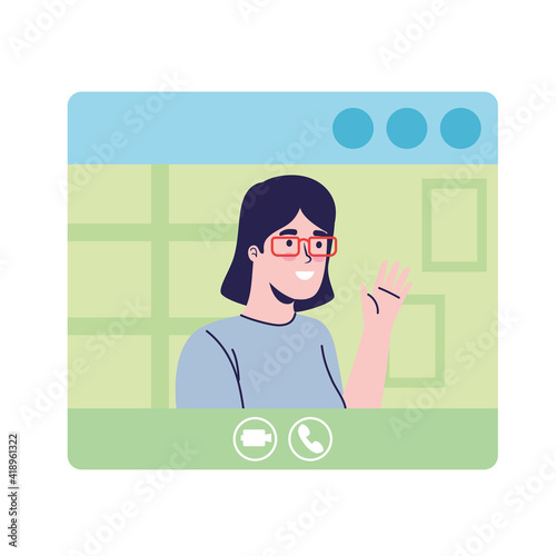 young woman in teleconference template