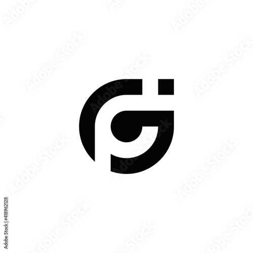 g j p gj gp pg pj initial logo design vector template