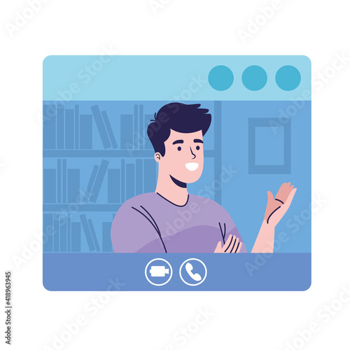 young man in teleconference template
