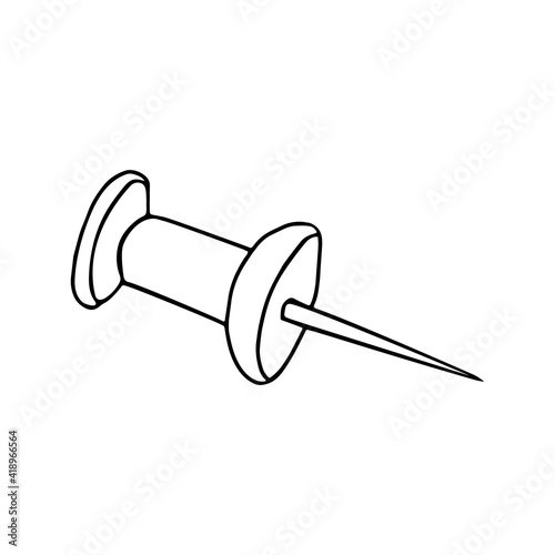 Hand-draw black vector illustration of a pin tool isolated on a white background © Tatiana Kuklina