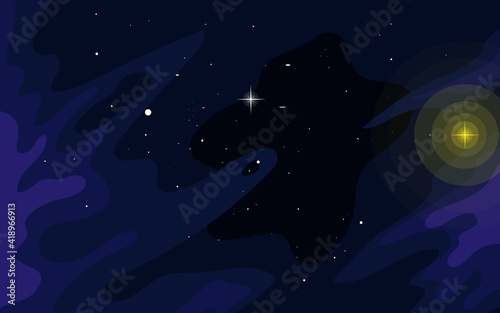 Vector space background . Cute flat style template with Stars in Outer space