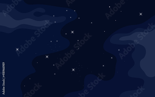 Vector space background . Cute flat style template with Stars in Outer space