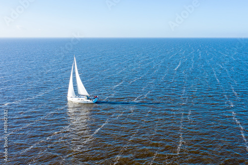 Aerial from sailing on the IJsselmeer in the Netherlands