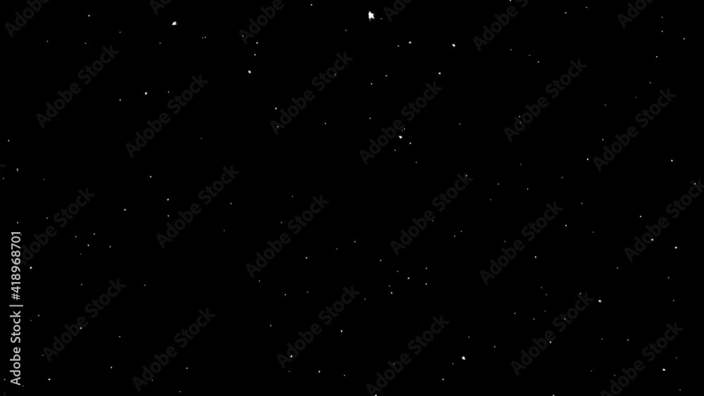 White dust particles glimmering on black background. Beautiful easy to use as an overlay on your footage.