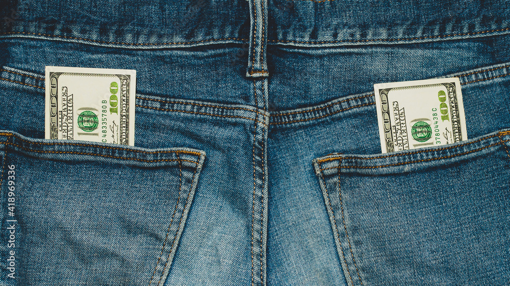 100 dollar bills in the back pockets of jeans 100 dollar bills in the back pockets of jeans