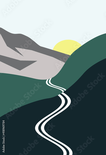 Road into Mountain Illustration
