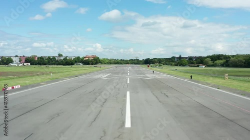 Flight over runway of ex Berlin-Tempelhof airpot (Tempelhofer Feld) photo