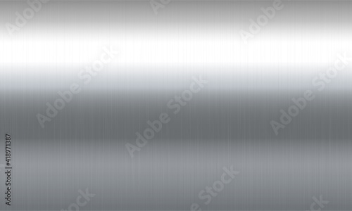 Realistic brushed metal texture. Polished stainless steel background. Reflective metallic panel