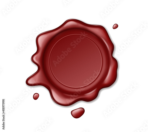 Red stamp wax seal approval sign, sealing retro label isolated on white background