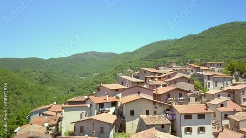 The bunk houses in the mountain village in Petrello Salto Italy found on top of the mountain photo