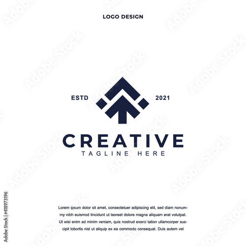 Creative tree with arrow up icon logo design vector illustration. tree with arrow up vintage logo design color editable