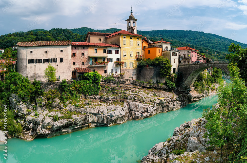 Ancient town in the Soca valley, Slovenia.