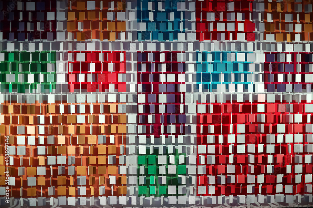 Fototapeta premium Abstract colorful wall made of metal rotating plates