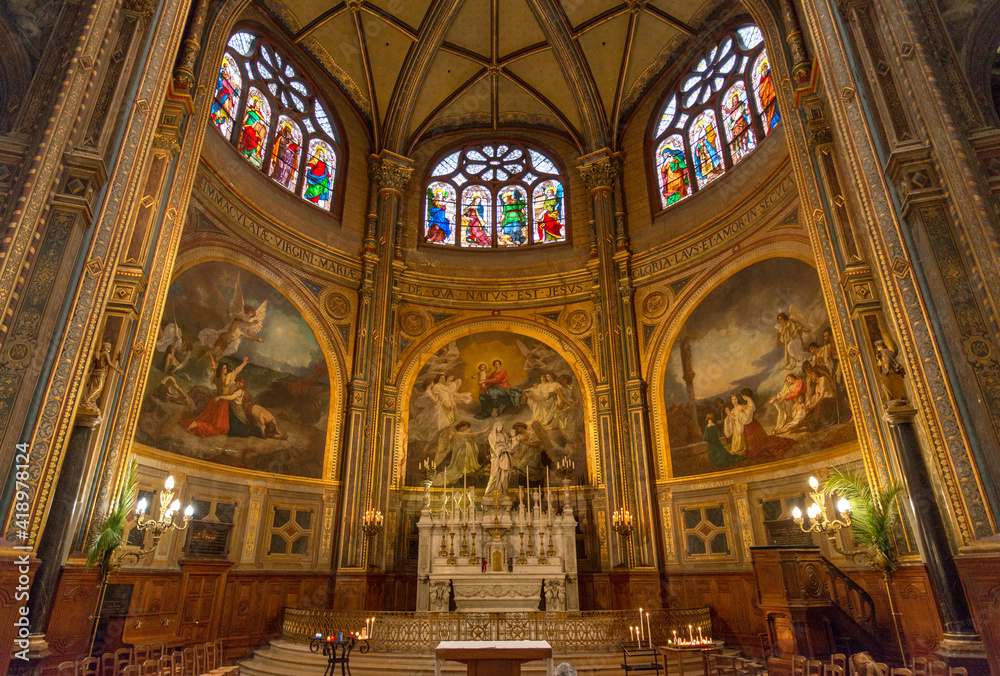 Interior of the Church of St Eustace (Leglise Saint-Eustache). St Eustace's situated in Les Halles; is considered a masterpiece of late Gothic architecture