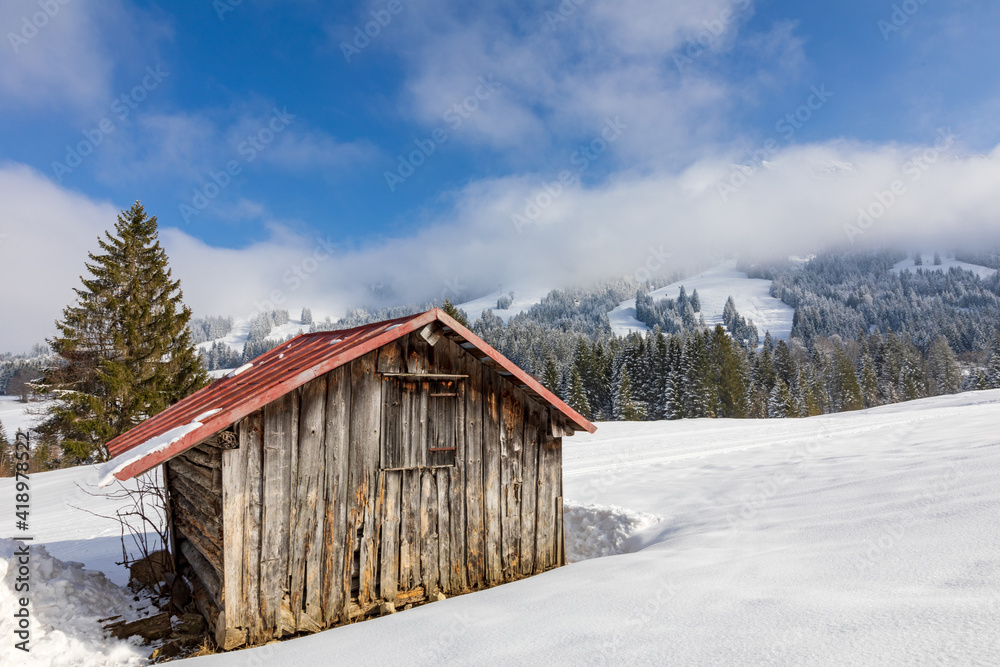 Allgäu - Winter - Hütte - Stadel - Oberjoch - Winter - Schnee