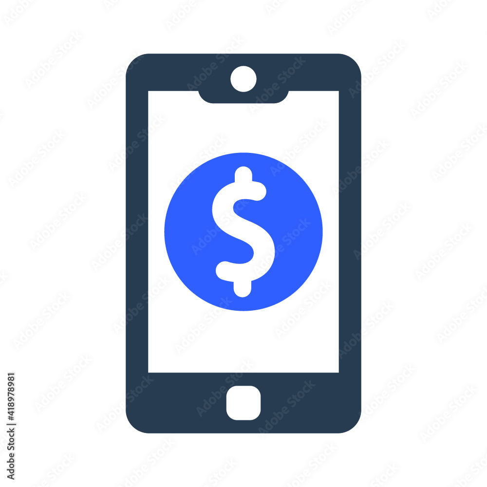 Dollar coin on mobile icon Dollar coin on mobile icon