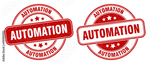 automation stamp. automation label. round grunge sign
