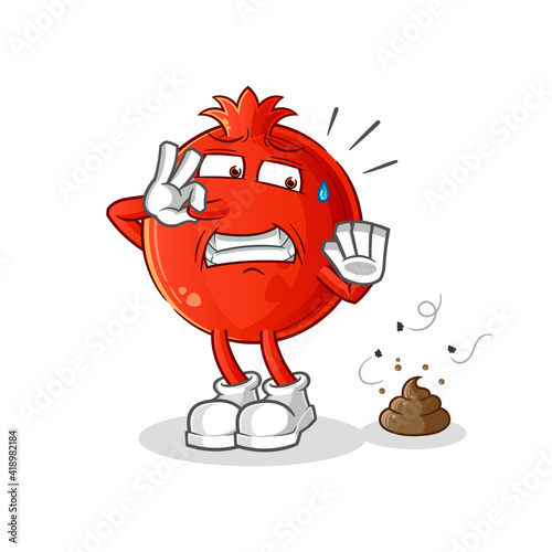 pomegranate with stinky waste illustration. character vector