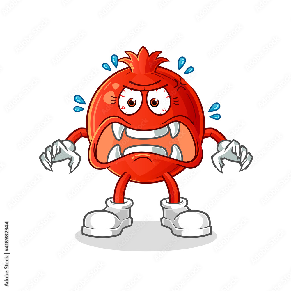 Obraz premium pomegranate monster vector. cartoon character