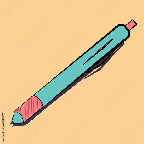 pen hand drawing symbol icon outline flat illustration on light background. Vector