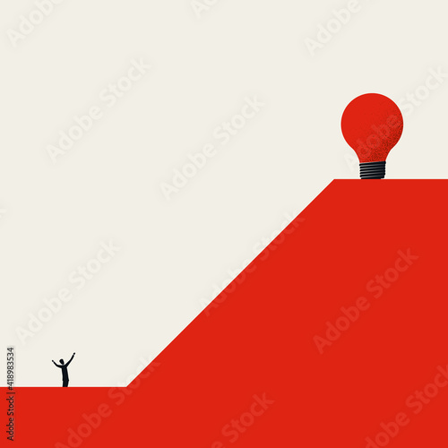 Business creative idea and innovation vector concept. Symbol of heureka moment, breakthrough. Minimal art illustration.