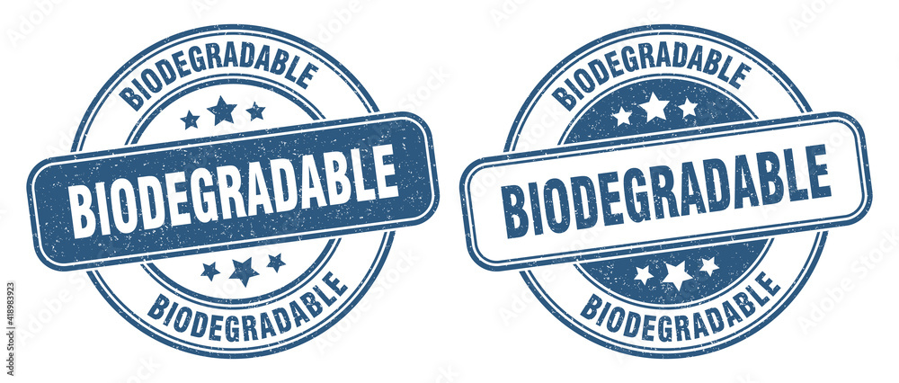 biodegradable stamp. biodegradable label. round grunge sign