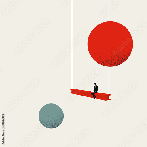 Content creator vector concept. Man with laptop, blogger, copywriter or social media expert. Minimal art illustration.