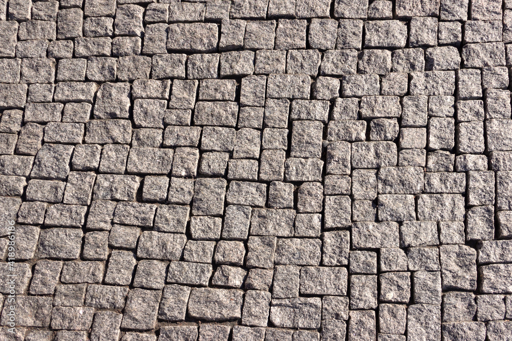 Stone paving stones in the New Holland Park in St. Petersburg.