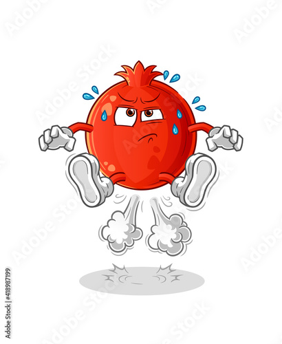  pomegranate fart jumping illustration. character vector