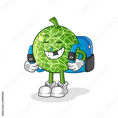 melon goes to school vector. cartoon character