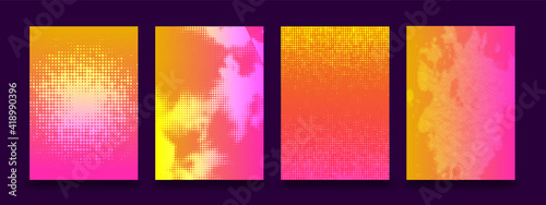 Set of orange gradient colorful cover background . Abstract gradient background dots  pattern with  design for  flyer , brochure , poster , annual report , book cover presentation  ETC . 