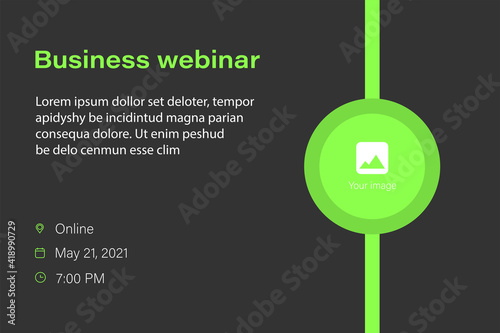 Business webinar flyer. Online event. Promotion content