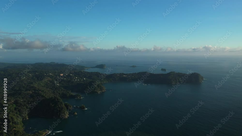 High altitude view over manuel antonio national park Quepos Costa Rica coast pacific ocean and tropical forest High altitude view over manuel antonio national park Quepos Costa Rica coast pacific ocean and tropical forest