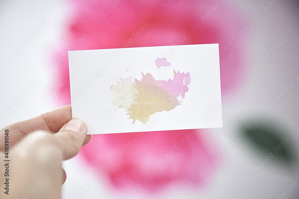 Obraz premium Mockup for business card on pink background. Copy space