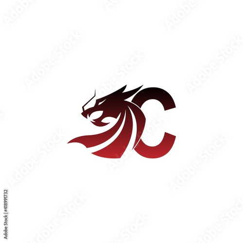 Letter C logo icon with dragon design vector