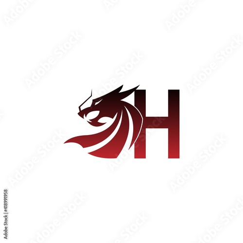 Letter H logo icon with dragon design vector