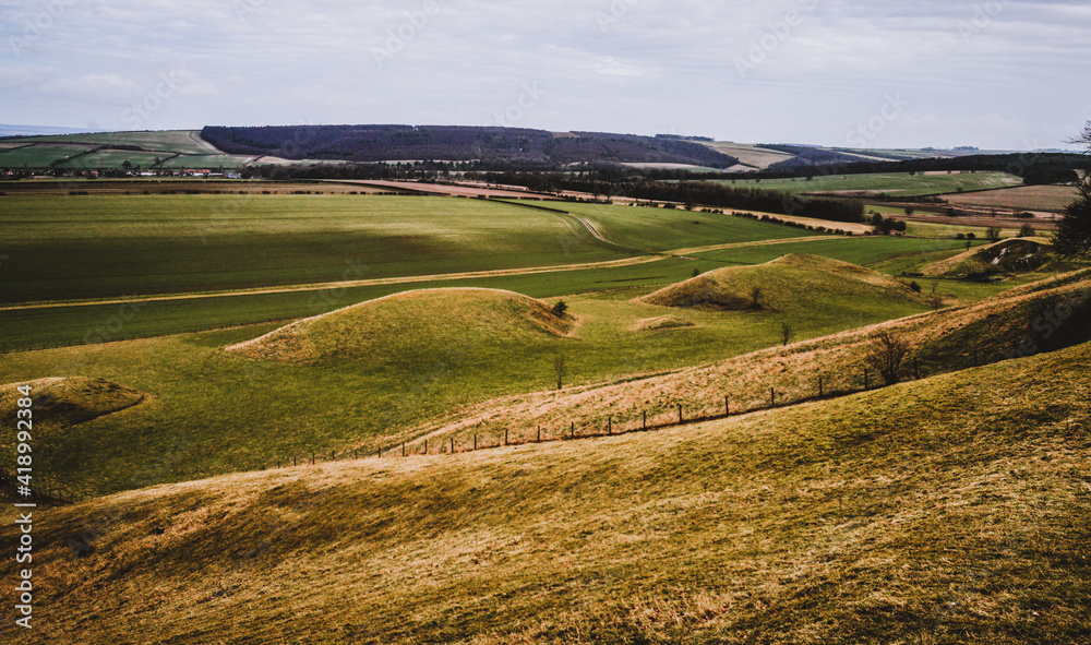 The landscape at the edge of the Yorkshire Wolds in North Yorkshire