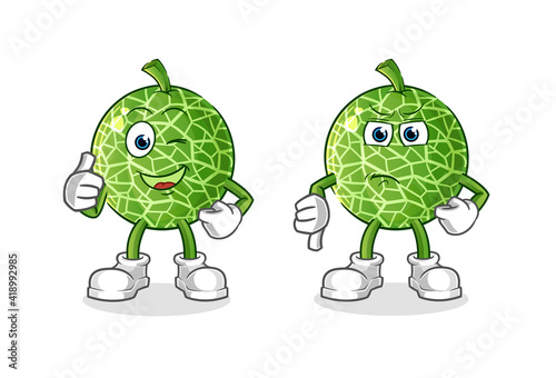 melon thumbs up and thumbs down cartoon. cartoon mascot vector