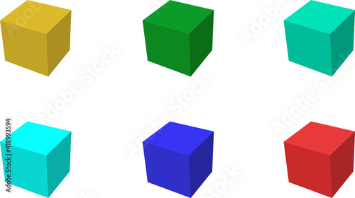 set of multi-color 3d cubes