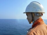 View of the dummy placed on board the shipside of a merchant vessel underway at sea in piracy-affected areas. 