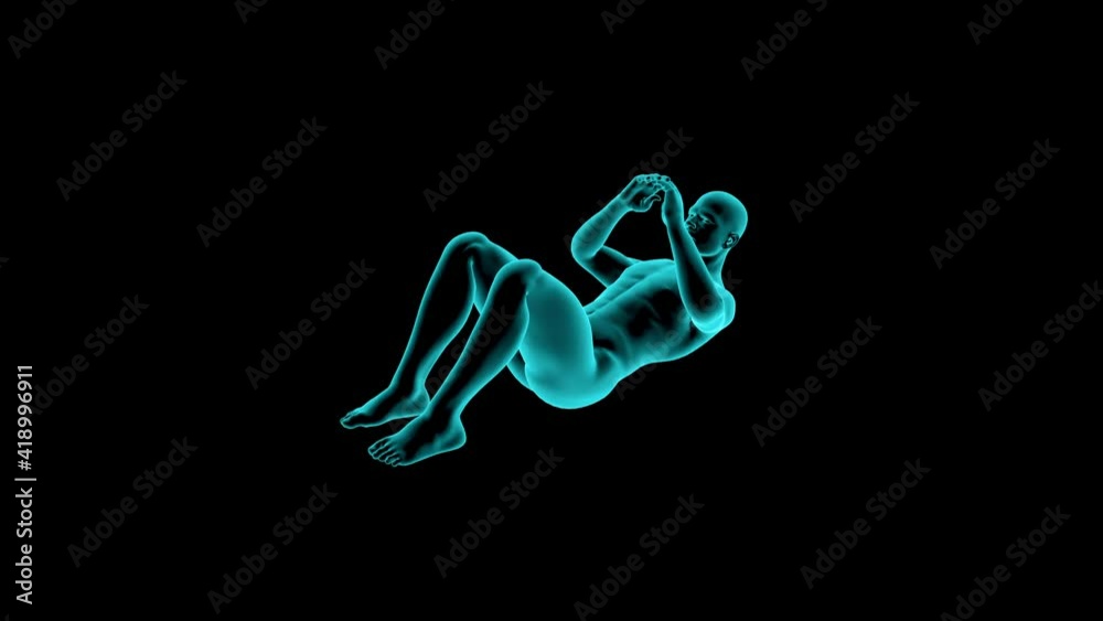 man doing abdominal crunches . man in x ray workout .abdominal exercises